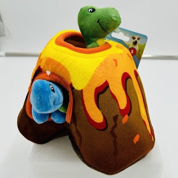 Vibrant Life Cozy Buddy Volcano Dino Dog Toy Small Brand-New Chew Level 2 - Picture 1 of 7
